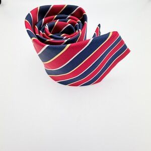 Jos. A. Bank Mens Red Navy Blue Striped Silk Rep Necktie Classic Business Tie